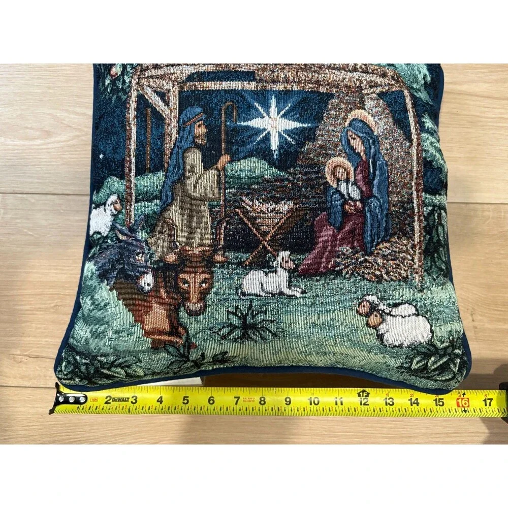 Innovative Design Group Christmas Nativity Tapestry Throw Pillow 17x17 Holiday D